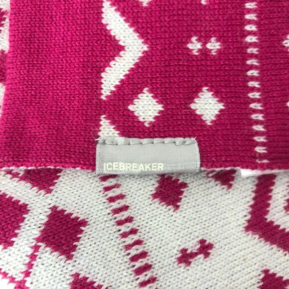 ICEBREAKER ~ WOMENS PINK WHITE MERINO WOOL WINTER SCARF 7.5 X 66" - Picture 4 of 5